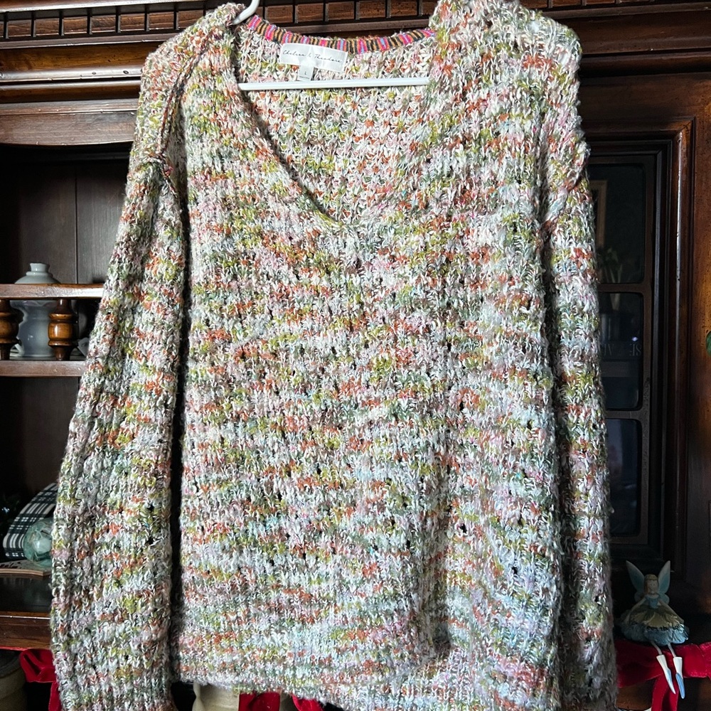 Chelsea & Theodore Chunky Multicolor Textured Knit Sweater Size L